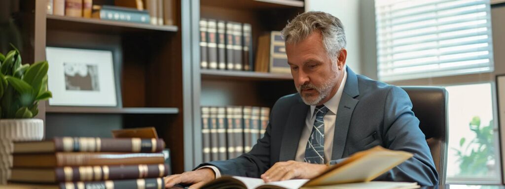 a confident personal injury lawyer in a sleek houston office, surrounded by legal books and framed case successes, passionately explaining upfront costs to a prospective client with focused attentiveness.