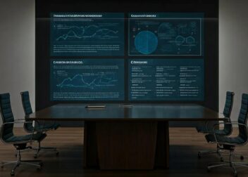 a sleek modern office interior features a polished conference table surrounded by high-backed chairs, with a large digital screen displaying a detailed infographic on personal injury case evaluations, emphasizing professionalism and urgency in a legal consultation setting.