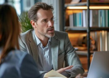 Personal injury attorney consulting with a client in a Houston office, emphasizing local legal expertise