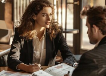 Personal injury lawyer consulting with a client in a modern office, emphasizing trust and professionalism