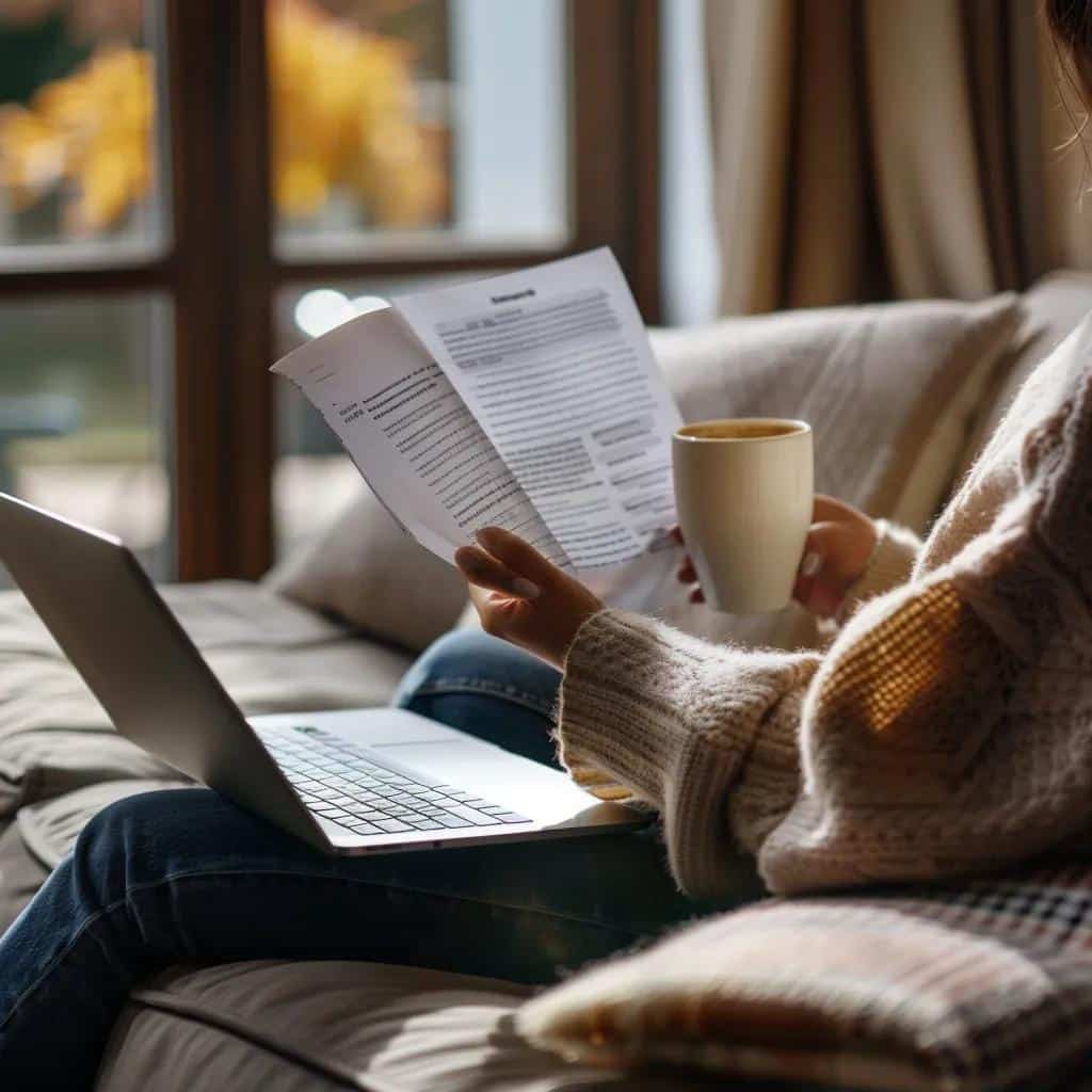Individual reviewing legal documents at home, representing strategies for managing lawyer costs