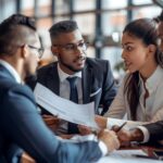 Diverse attorneys collaborating in a modern law office, representing the best law firms in Los Angeles