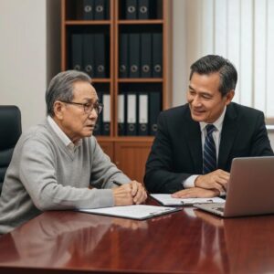 Patient consulting with a lawyer about medical malpractice claims in Los Angeles