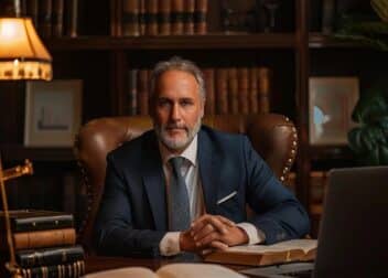 Personal injury lawyer in a professional office setting, showcasing trust and expertise
