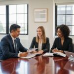 Group of diverse Utah accident attorneys collaborating in a modern office