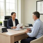 Person interviewing an estate planning attorney in a professional office