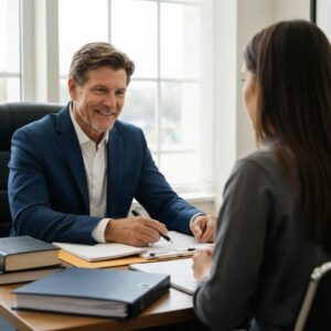 Utah Personal Injury Lawyers consulting with a client in a professional office setting