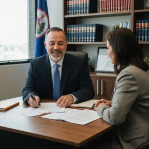 Utah business law attorney consulting with a small business owner about legal services